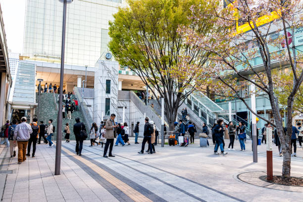 shinjuku nowoczesny dworzec budowlany w ciągu dnia z wielu ludzi spaceru przez sklepy detaliczne - elegance people traveling architecture asia zdjęcia i obrazy z banku zdjęć