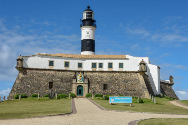 The historic Farol da Barra (Barra Lighthouse) in Salvador Bahia, Brazil stock photo