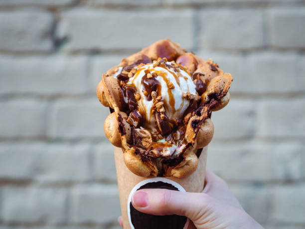 Hong Kong waffles or bubble wafer in hand
