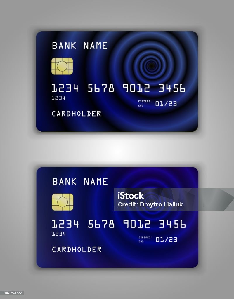 Random Bank Card Example Back Realistic Plastic Bank Card Vector Template Figure Spiral Gradient ...