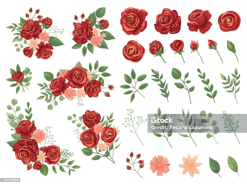 Ilustración de Ramo Floral Rojo Flor De Rosa De Borgoña Ramos De Rosas  Vintage Y Flores De Primavera Vector Ilustración Conjunto y más Vectores  Libres de Derechos de Rosa - Flor - iStock