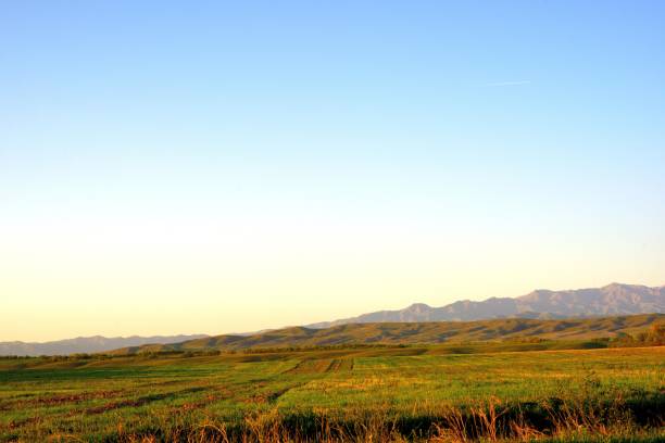 istock Rural area dawn landscape of fields and mountains 1151795795