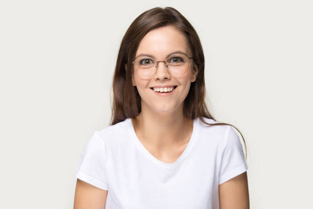 istock Headshot studio portrait surprised girl isolated on grey background 1151796067