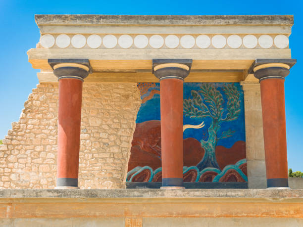 Knossos Palace Island of Crete, Greece Heraklion Ancient greek Minoan Civilization Knossos Palace. Heraklion, Crete, Greece, Europe minotaur photos stock pictures, royalty-free photos & images