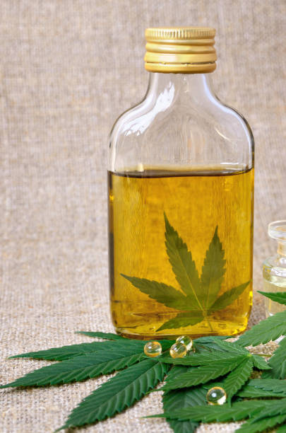 istock Cannabis and hemp oil in a transparent bottle. 1151796802