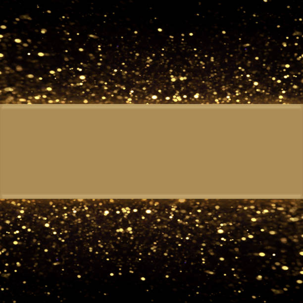 Gold banner template with glittering bokeh background