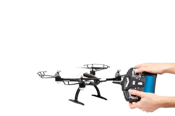 istock Hand with remote control drone, fun toy for kids, air sport game. 1151801891