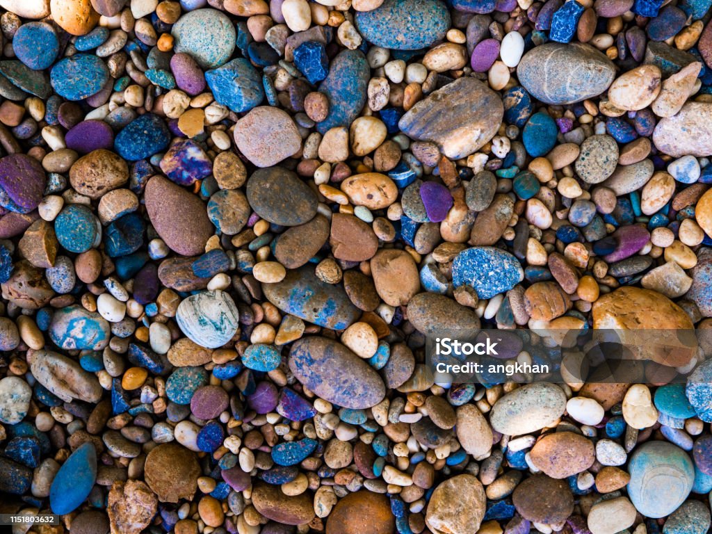 Stone Background With Round Colorful Pebbles Stock Photo - Download Image  Now - Dark, Macrophotography, Multi Colored - iStock