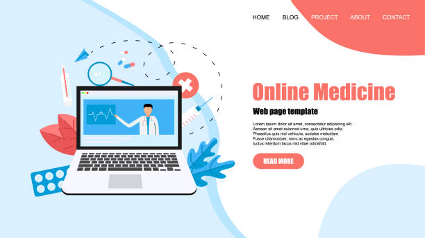 istock Webpage template. Online healthcare and medical consultation concept. Vector flat illustration 1151803792