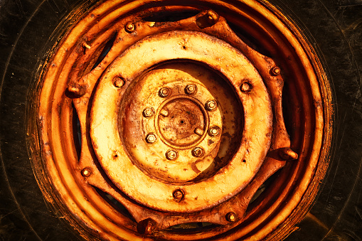 abstract photo of rusty metal wheel