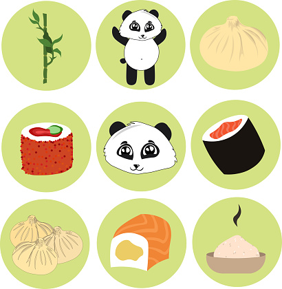 Objects In Chinese Set Of Chinese Objects Stock Illustration - Download Image Now - Animal ...