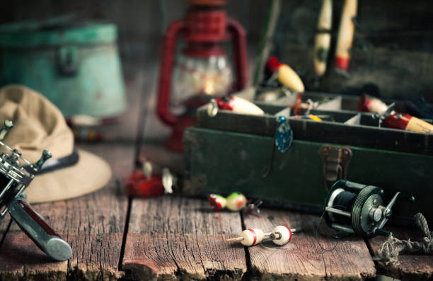 istock Vintage Fishing Tackle Background 1151805441