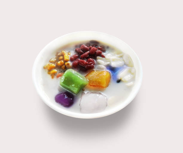 Delicious Taiwanese dessert Shaved ice topped with red bean, peanut, sweet potato ball, black jelly, red beans taro balls and etc. red bean dessert stock pictures, royalty-free photos & images