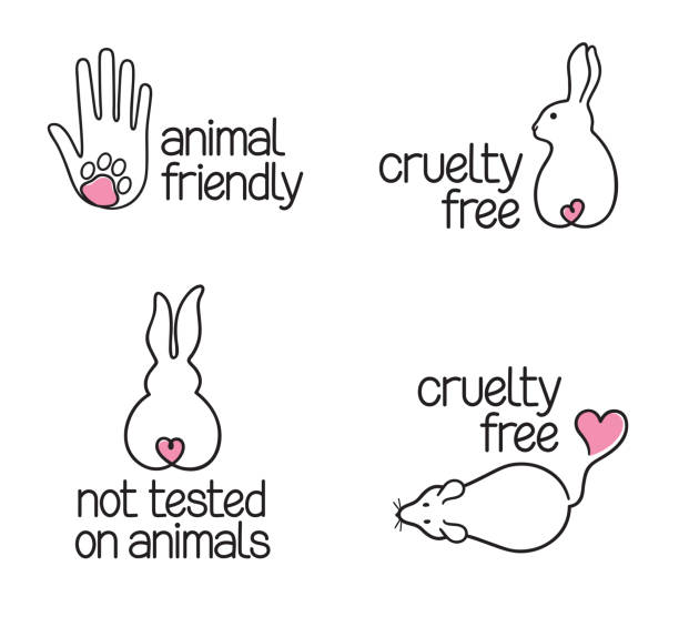 Cruelty Free icons set Set of linear icons for cruelty free concept and not tested on animals products animal welfare stock illustrations