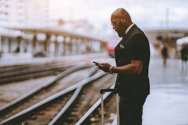 istock Adult Afro man waiting for the train 1151808124