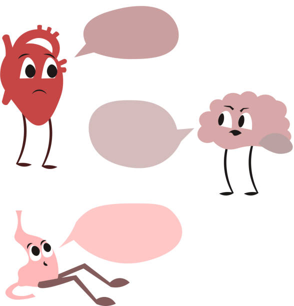 ilustraciones, imágenes clip art, dibujos animados e iconos de stock de la disputa entre el corazón y el cerebro. - pain heart attack heart shape healthcare and medicine