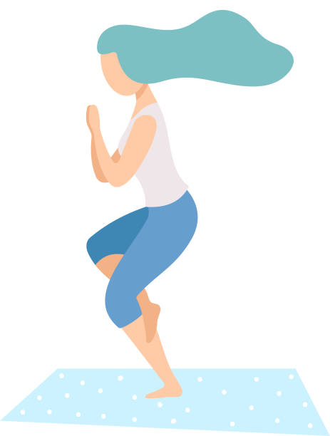 Girl in Garudasana Pose, Young Woman Practicing Yoga, Physical Workout Training Vector Illustration Girl in Garudasana Pose, Young Woman Practicing Yoga, Physical Workout Training Vector Illustration on White Background. garudasana illustrations stock illustrations