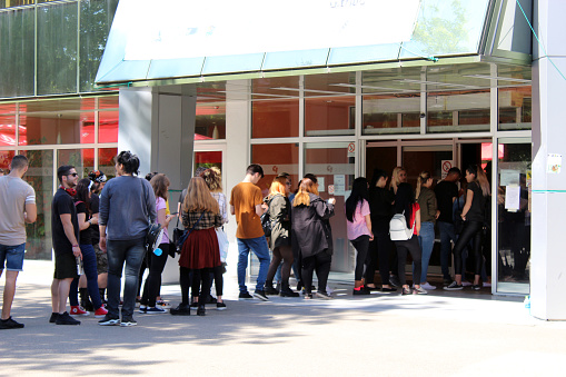 Timisoara, Timis / Romania - May 26th, 2019: People at queue for vote in European Election and National Justice Referendum