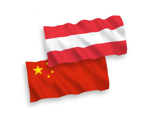 istock Flags of Austria and China on a white background 1151814547