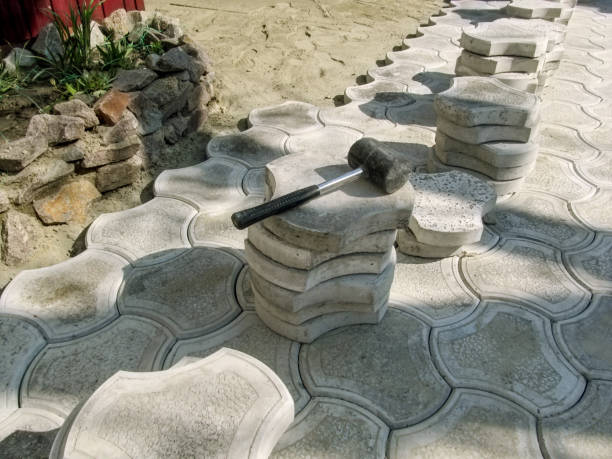 istock On the workplace paving slabs, materials and work tools, close-up 1151815825