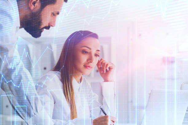 istock Business people in city, virtual graph 1151817087