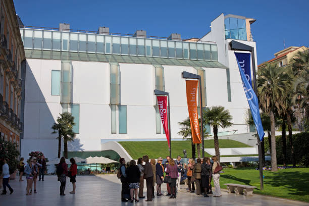 The Thyssen-Bornemisza Museum in Madrid Madrid, Spain - March 28, 2012: group of people in front of  the Thyssen-Bornemisza Museum, city landmark and cultural attraction. contemporary madrid european culture travel destinations stock pictures, royalty-free photos & images