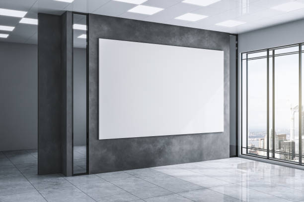 istock Modern exhibition hall with white banner 1151823451