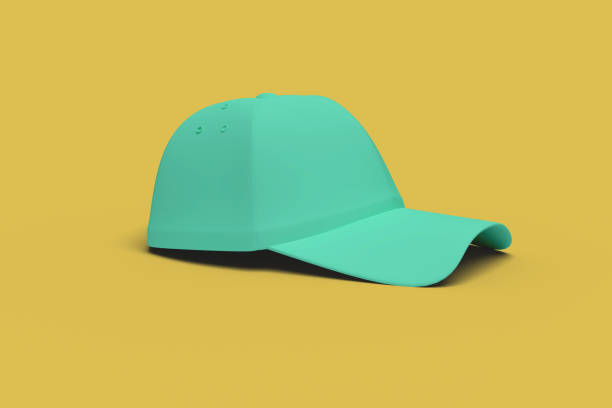 istock Green baseball hat on a yellow background abstract image. 3D render. 1151824997