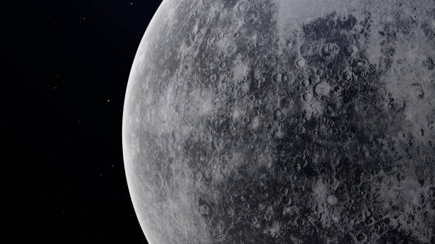 planeta mercúrio. ilustração 3d com superfície detalhada do planeta - mercury rocket - fotografias e filmes do acervo
