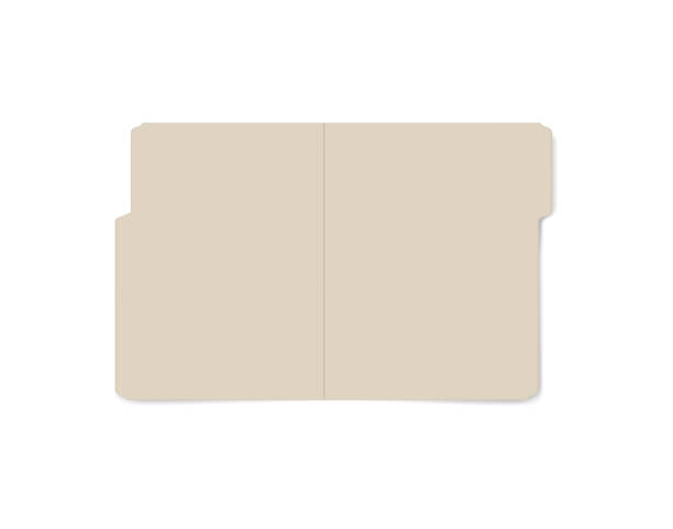 otwórz folder plików z kartami izolowany na białym tle, realistyczna wizualizacja. folder manila o rozmiarze listu, szablon wektorowy - file manila paper horizontal office supply stock illustrations