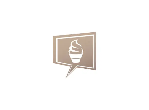 Vector illustration of Creamy cupcake Kuchen for logo design illustration, muffin in chat icon