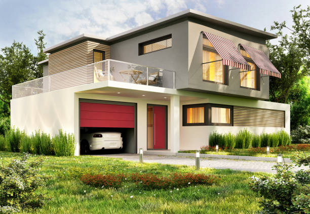 istock Modern house with garage and car 1151833132
