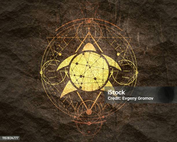 Mystical Occult Symbol Stock Illustration - Download Image Now - Tattoo, Turtle, Album Cover
