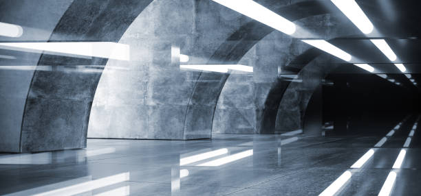 istock White Glowing Led Oval Circle Tunnel Corridor Concrete Grunge Reflective Dark Hallway Underground Garage Hall Empty Futuristic Elegant Modern 3D Rendering 1151835833