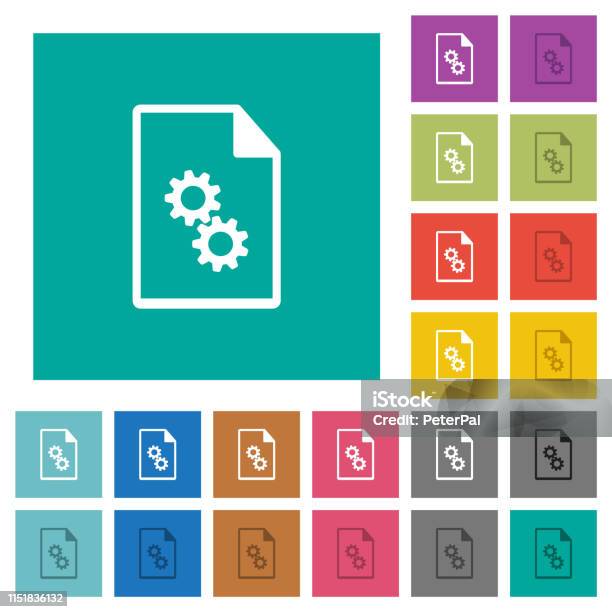 Executable File Square Flat Multi Colored Icons Stock Illustration - Download Image Now - Angle, Binary Code, Boot