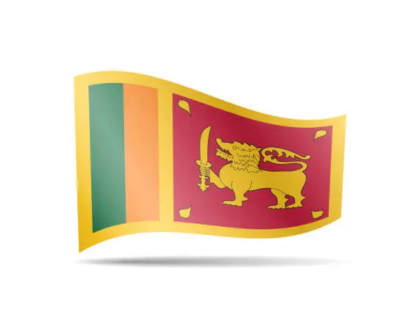 Vector illustration of Waving Sri Lanka flag in the wind. Flag on white vector illustration