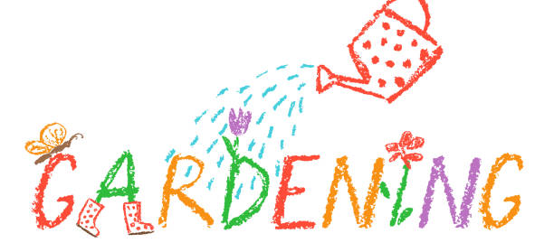 istock Crayon gardening header border background. Like child hand drawing funny outdoor copy space. 1151848227