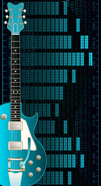 blaue gitarre - gitarre grafiken stock-grafiken, -clipart, -cartoons und -symbole