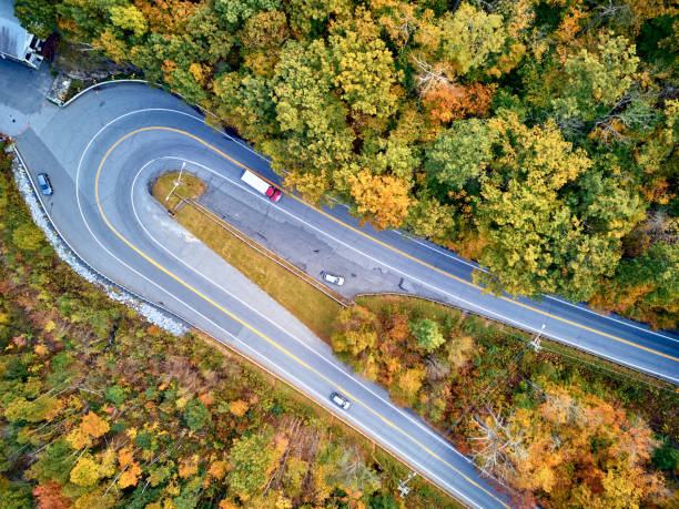 istock Scenic highway hairpin turn in autumn 1151851883
