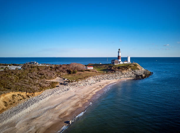 istock Montauk Lighthouse and beach aerial shot 1151851924