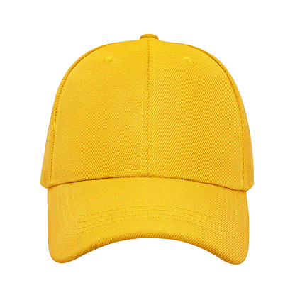 Yellow baseball cap isolated on white background with clipping path