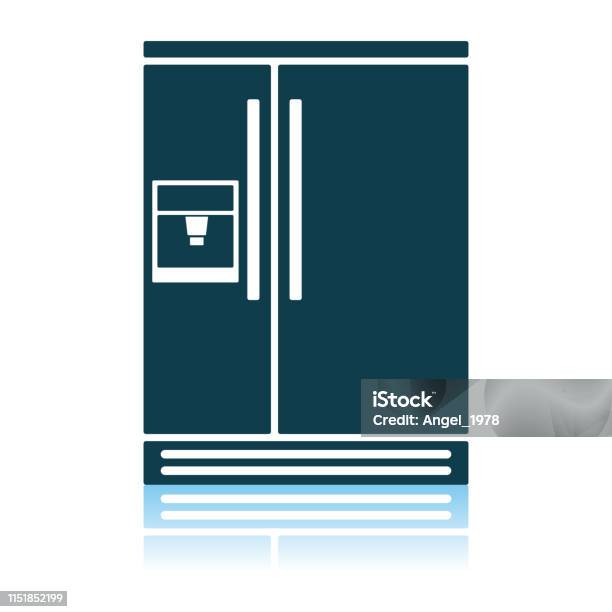 Wide Refrigerator Icon Stock Illustration - Download Image Now - Appliance, Blue, Chrome