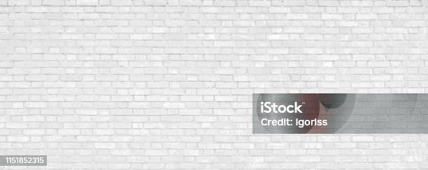 White Brick Wall Modern Background Stock Photo - Download Image Now - White Color, Brick, Brick Wall