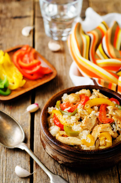 istock Chicken Bell pepper rice with fresh pepper slices 1151853185
