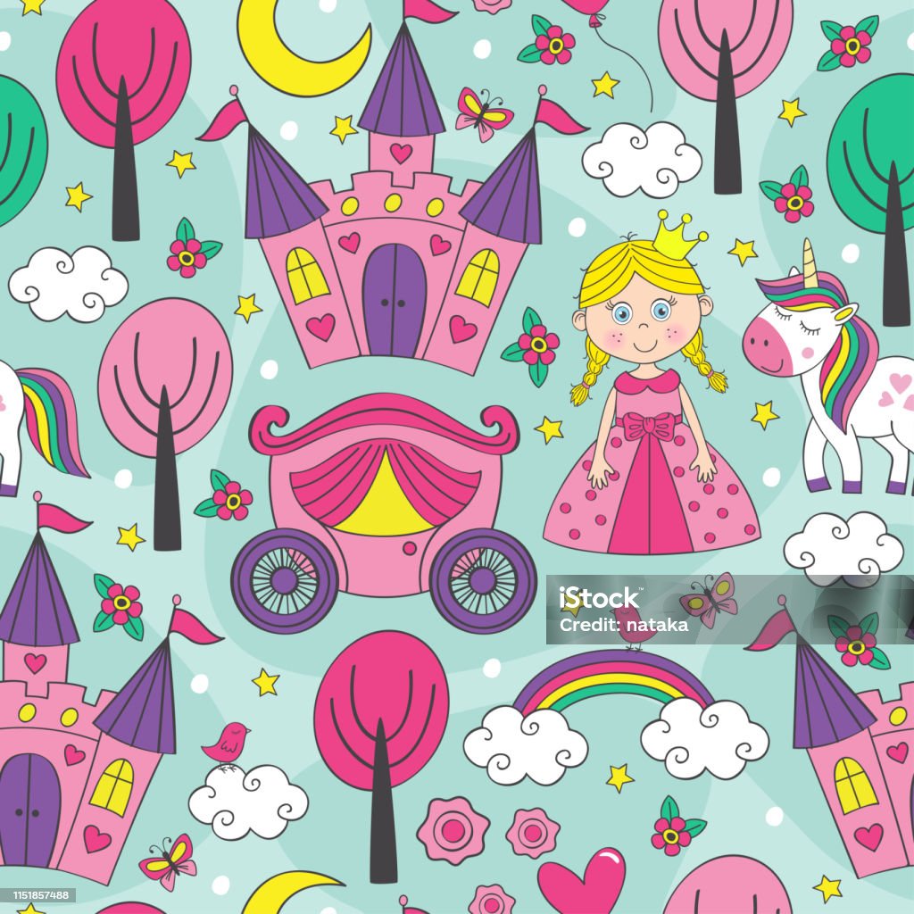 Princess Pattern Vector Seamless Pattern With A Princess Stock Illustration - Download Image ...