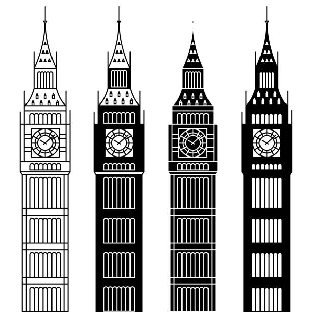 illustrazioni stock, clip art, cartoni animati e icone di tendenza di torre vector big ben - big-ben