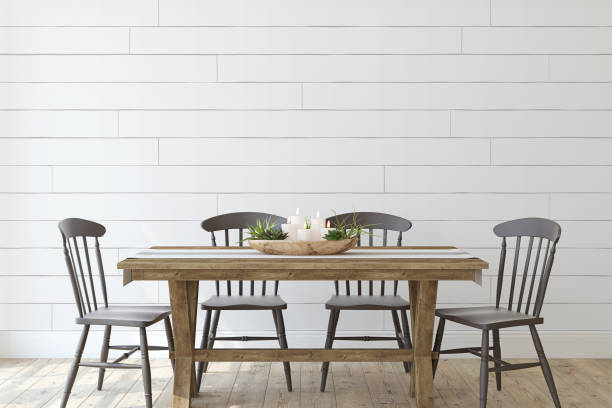istock Modern farmhouse dining-room. 3d render. 1151858822
