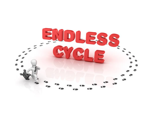 istock Business Person Running around ENDLESS CYCLE Phrase - 3D Rendering 1151858946
