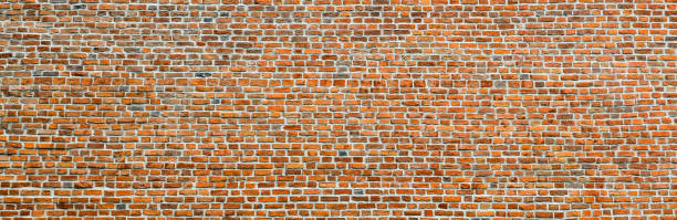 istock Brick wall, wide panorama of masonry. Wall with small Bricks 1151862127