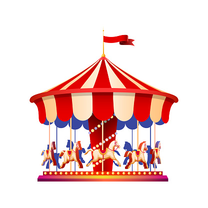 Merry go round, amusement park element vector Illustration on a white background